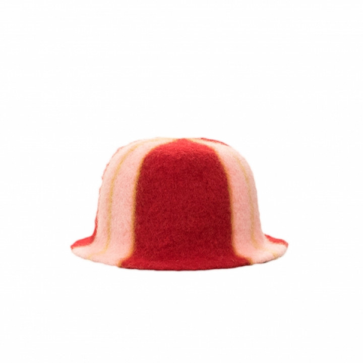 Bonnet de sauna - Rayé, rouge, blanc, jaune