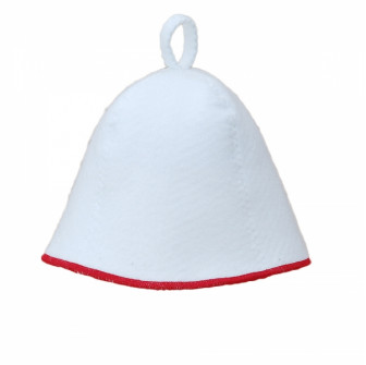 Bonnet de sauna - Blanc avec une bande rouge