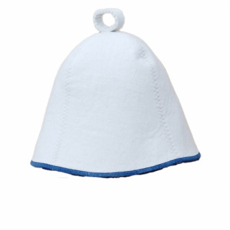 Bonnet de sauna - Blanc avec une bande bleue