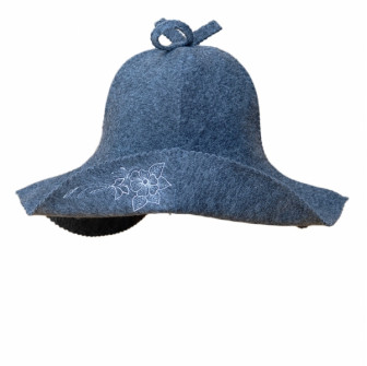 Chapeau de sauna - gris, avec une fleur argentée
