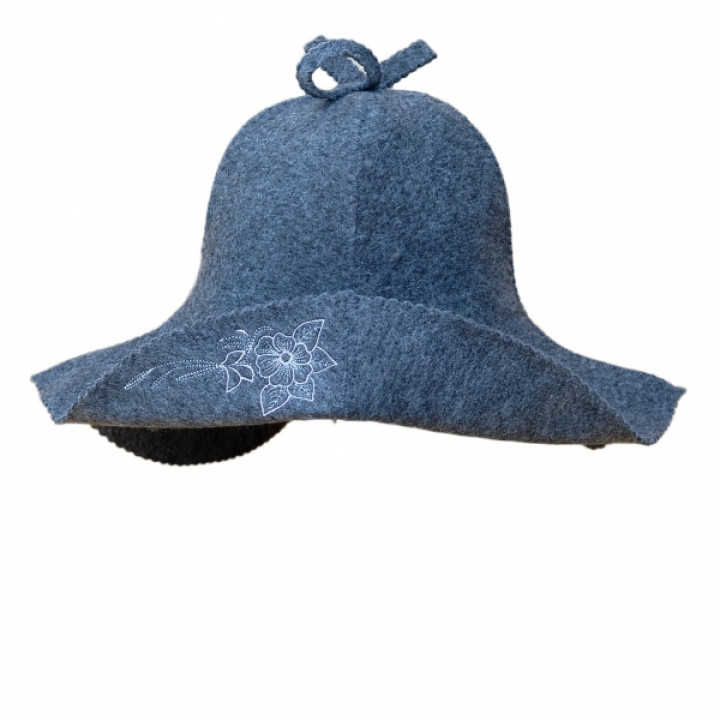 Chapeau de sauna - gris, avec une fleur argentée