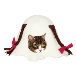 Bonnet de sauna - Chaton avec des nattes  Bonnet de sauna - Chaton avec des nattes