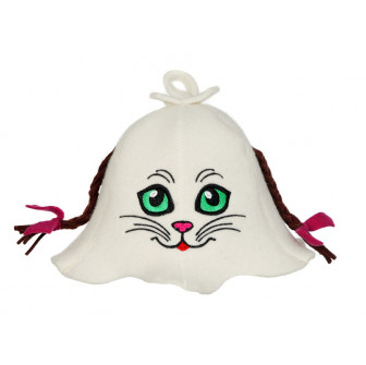 Chapeau de sauna - Chat avec nattes