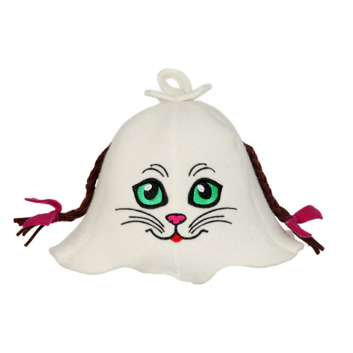 Chapeau de sauna - Chat avec nattes