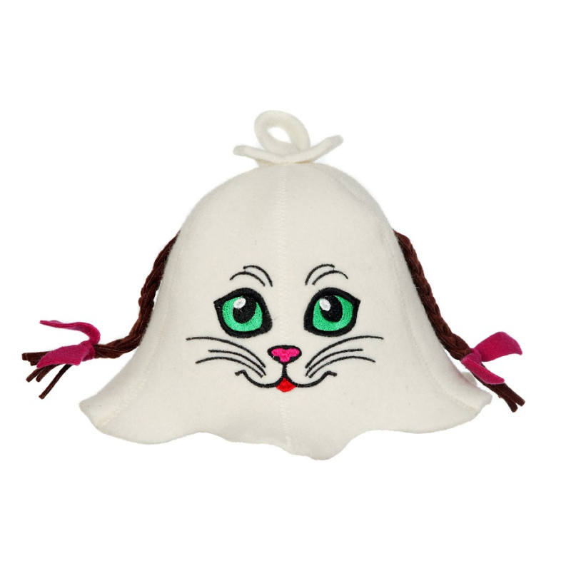 Chapeau de sauna - Chat avec nattes