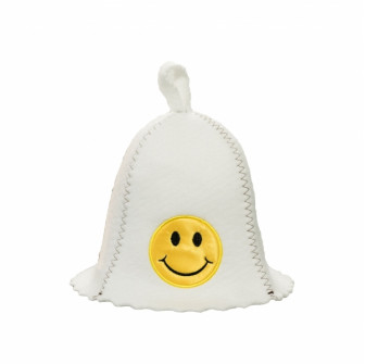 Bonnet de sauna - sourire, blanc
