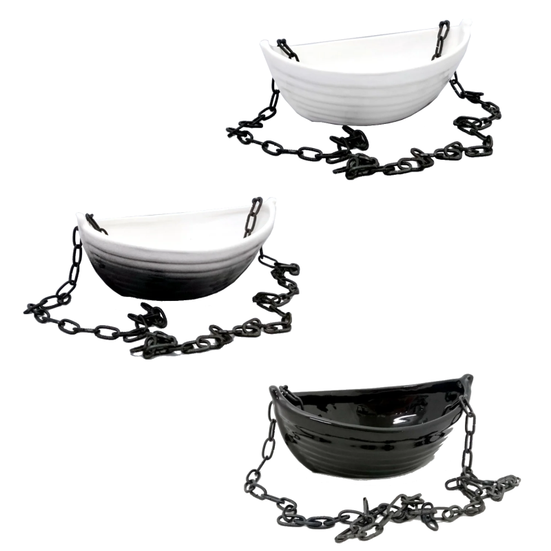 Récipient en céramique pour parfums - bateau avec chaîne