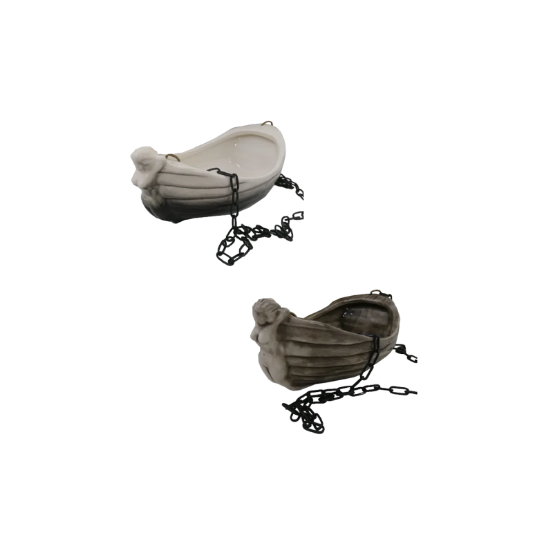 Récipient en céramique pour parfums - bateau avec fille