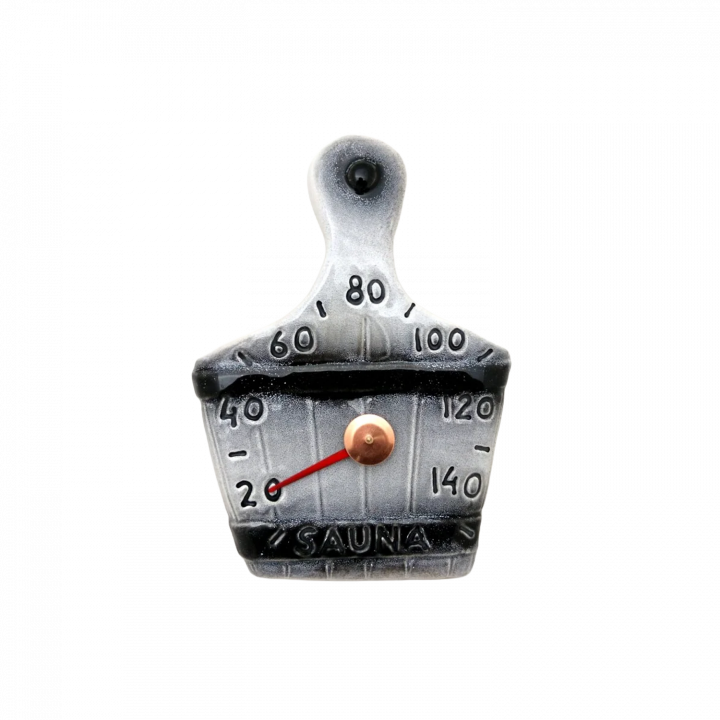 Thermomètre de sauna en céramique - panneau, noir et blanc