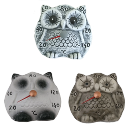 Thermomètre de sauna en céramique - hibou  Thermomètre de sauna en céramique - hibou