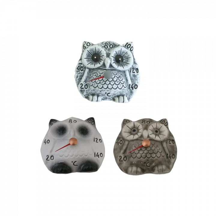 Thermomètre de sauna en céramique - hibou