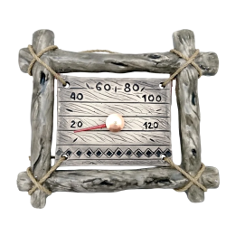 Thermomètre de sauna en céramique - dans un cadre en brindille 