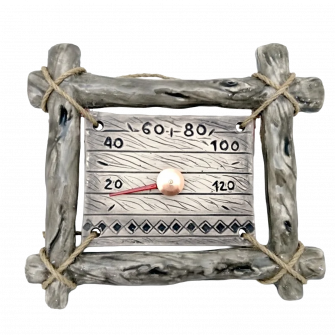 Thermomètre de sauna en céramique - dans un cadre en brindille