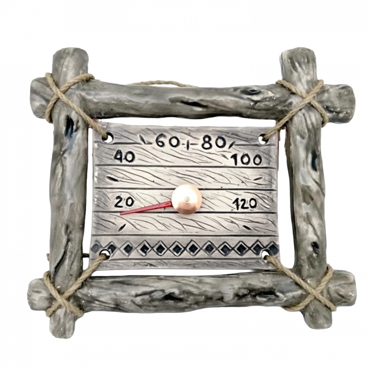 Thermomètre de sauna en céramique - dans un cadre en brindille