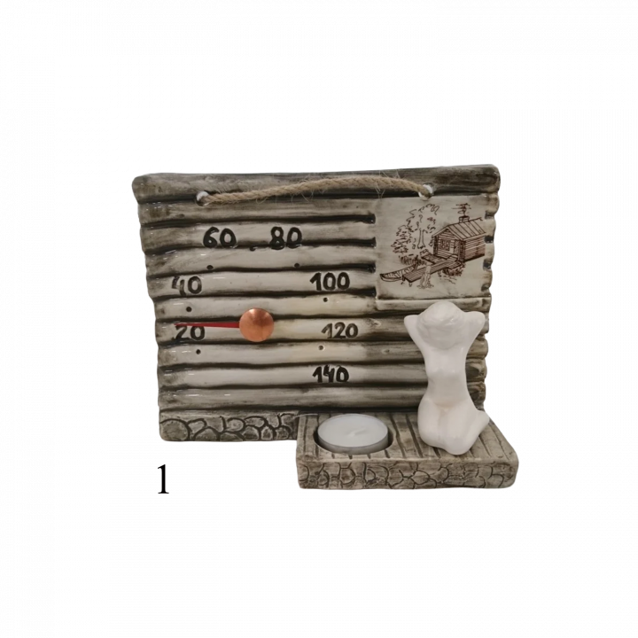 Thermomètre de sauna en céramique - avec bougie, 1