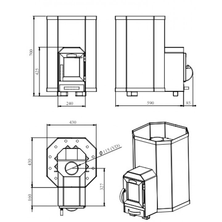 Poêle à bois pour sauna - STOVEMAN 13-LS