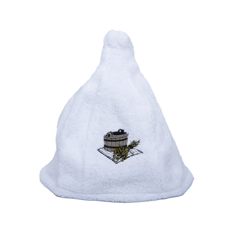 Bonnet de sauna en coton - BLANC