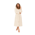 Peignoir à capuche en velours de coton, couleur crème - 0
