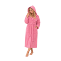 Peignoir à capuche en velours de coton, rose - 0
