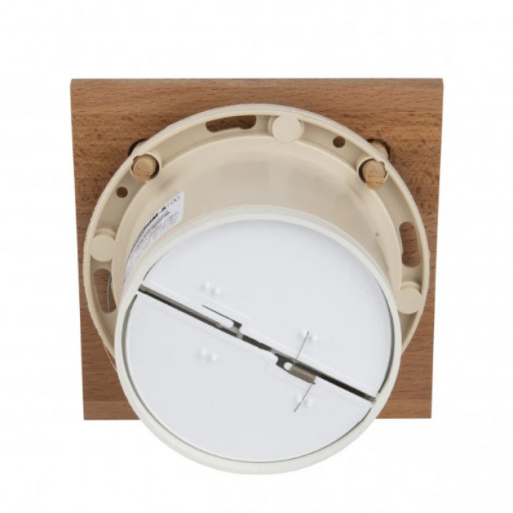 Ventilateur de sauna MM-S avec clapet anti-retour et finition bois de forme carrée d/100mm