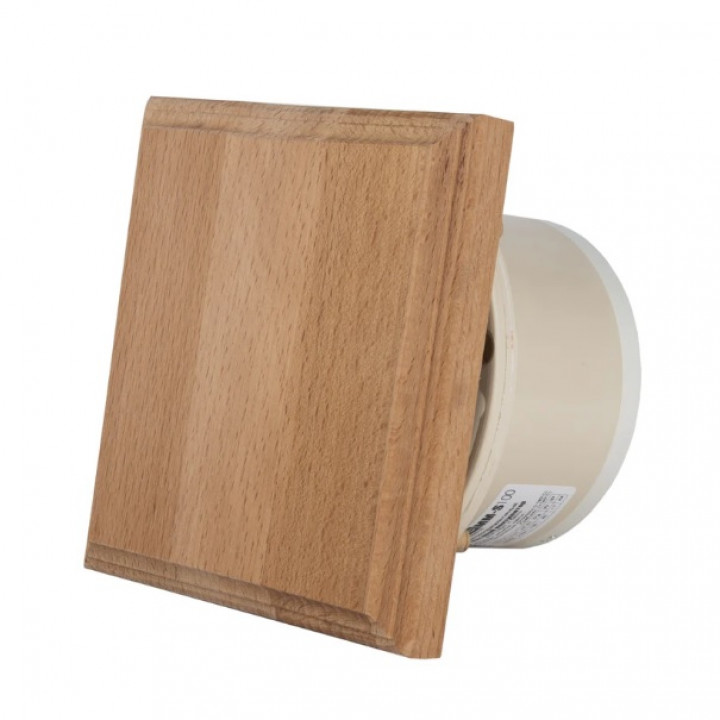 Ventilateur de sauna MM-S avec clapet anti-retour et finition bois de forme carrée d/100mm