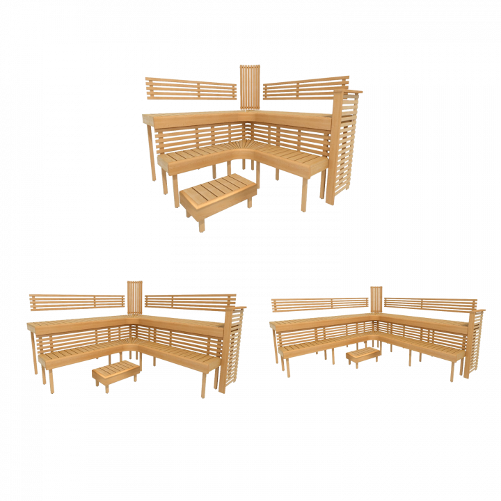 Banc de sauna modulaire PREMIUM, Aulne