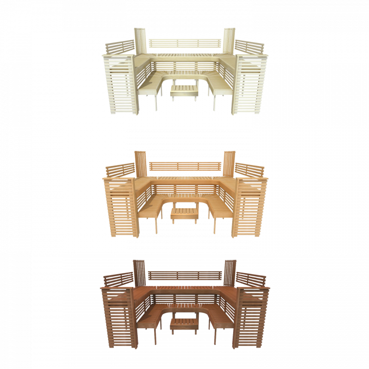 Banc de sauna modulaire PROFESSIONAL, 3200x2090mm