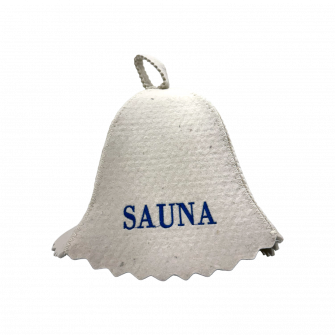 Chapeau de sauna - SAUNA, avec inscription bleue