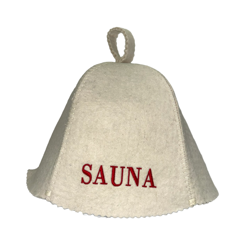Chapeau de sauna - Sauna, avec inscription rouge