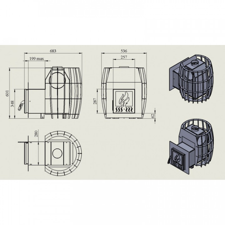 Poêle à bois pour sauna - TEPLODAR BARREL 12 avec porte vitrée