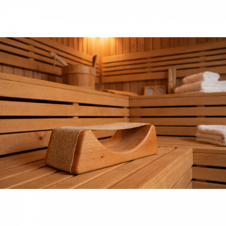 Appui-tête de sauna en aulne avec tissu textile
