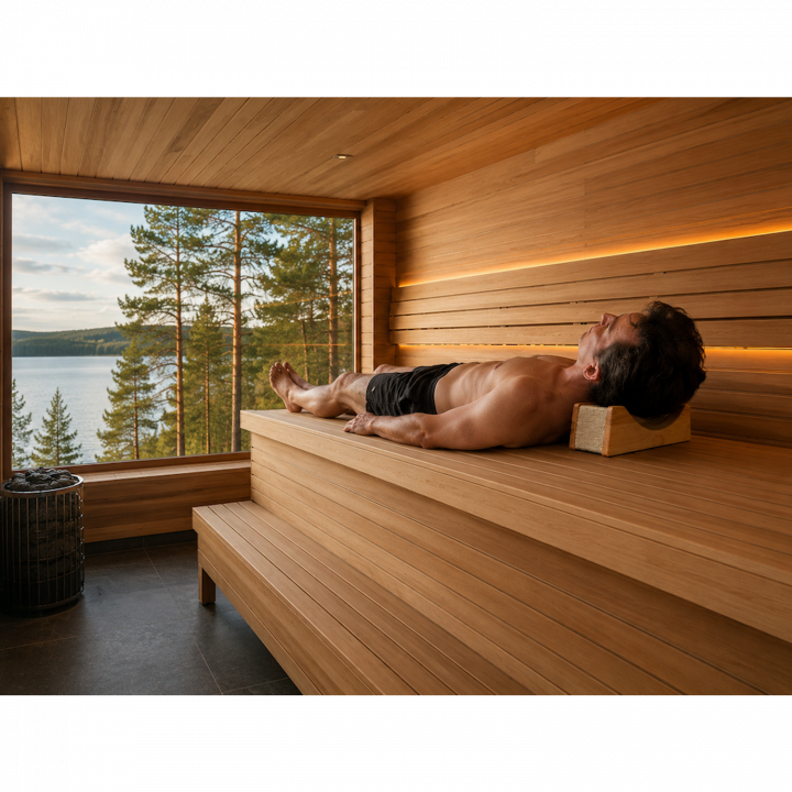 Appui-tête de sauna en aulne avec tissu textile