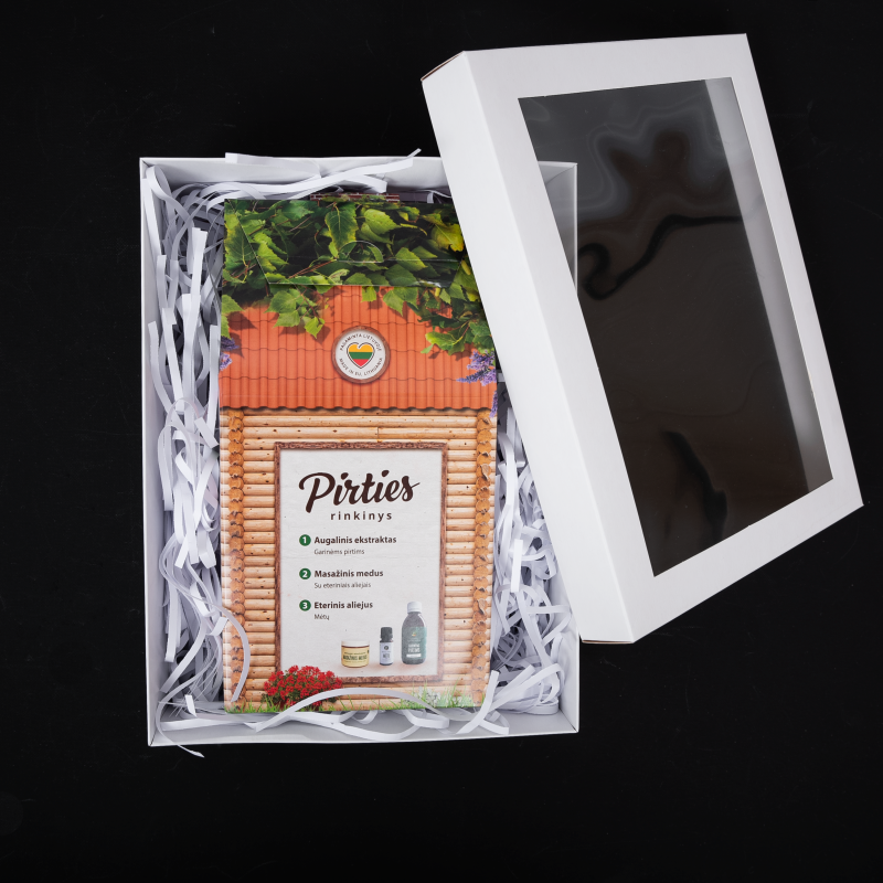 Coffret SAUNA dans un coffret cadeau. Huile essentielle d'eucalyptus, miel de massage ET huile essentielle de menthe