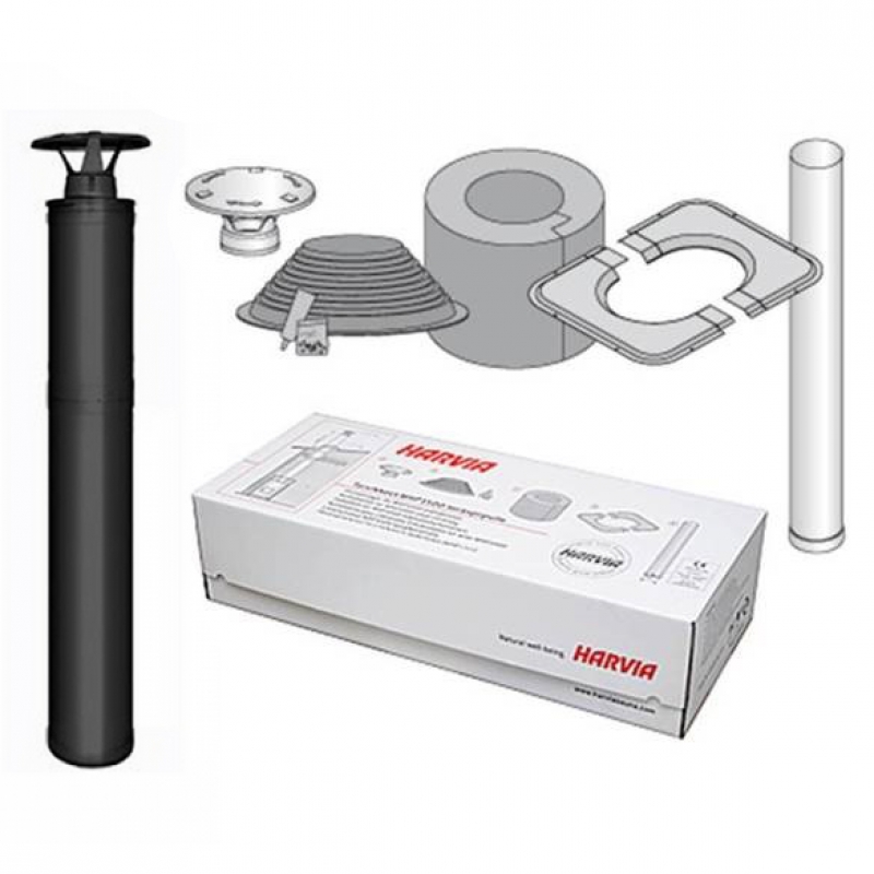 Ensemble de cheminée isolée en acier - HARVIA, noir