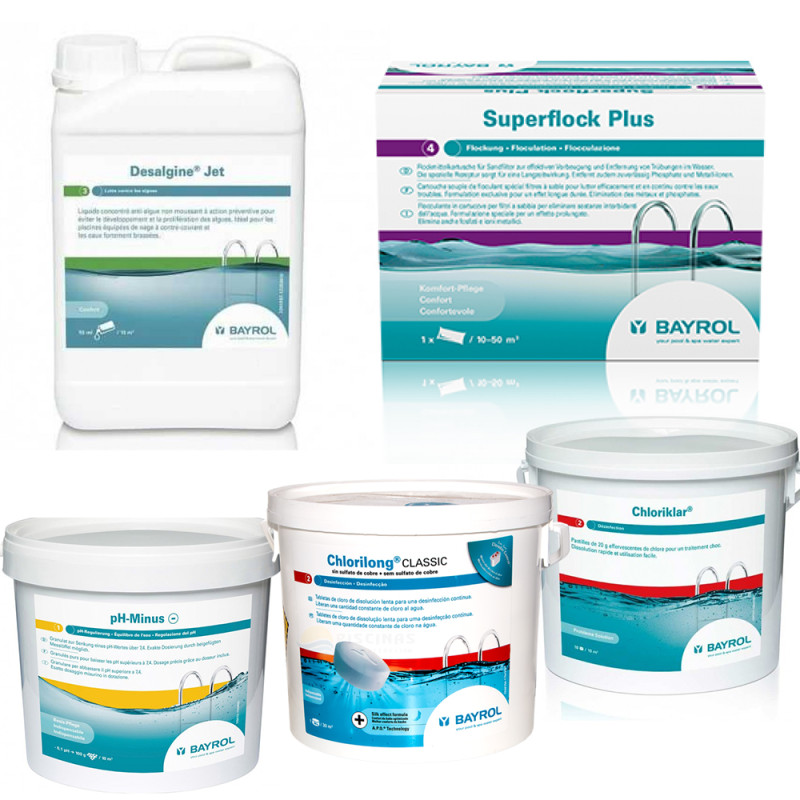 Kit d'entretien au chlore, pour piscines avec grand filtre