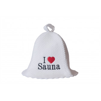 Bonnet de sauna - J'aime le sauna, blanc