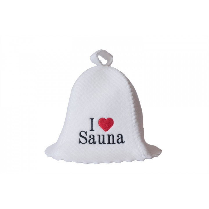 Bonnet de sauna - J'aime le sauna, blanc