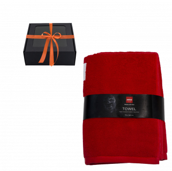 Serviette dans une boîte cadeau, HARVIA, 70 x 140 cm, rouge