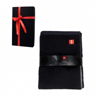 Serviette HARVIA #healingwithheat dans un coffret cadeau, 90 x 170 cm, noir