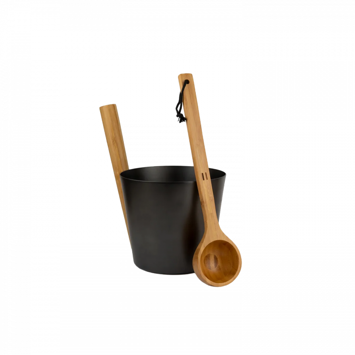 Ensemble seau et louche en aluminium RENTO, noir