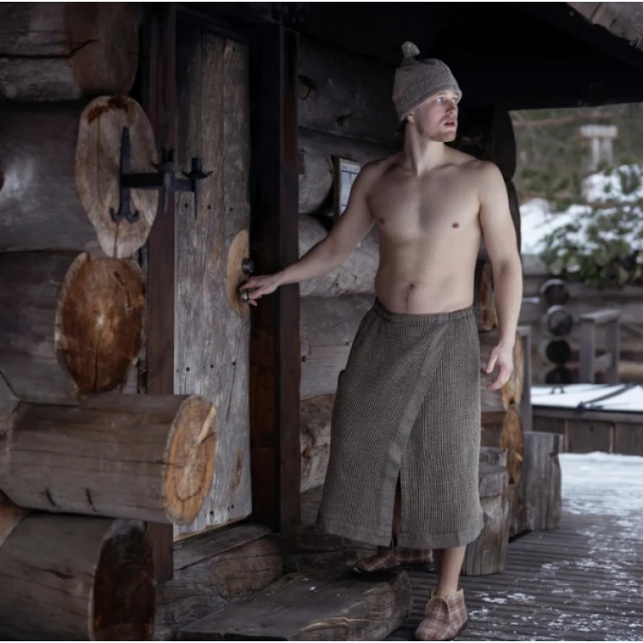 Coffret cadeau RENTO KENNO POUR LUI. Chapeau et tablier de sauna, marron.