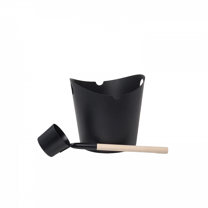 SAUFLEX Ensemble seau et louche en aluminium Pacific, noir