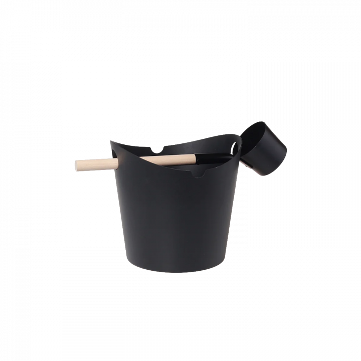 SAUFLEX Ensemble seau et louche en aluminium Pacific, noir