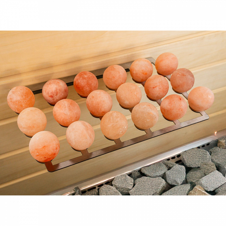 Boules de sel SAUFLEX pour saunas – Lot de 18 avec support