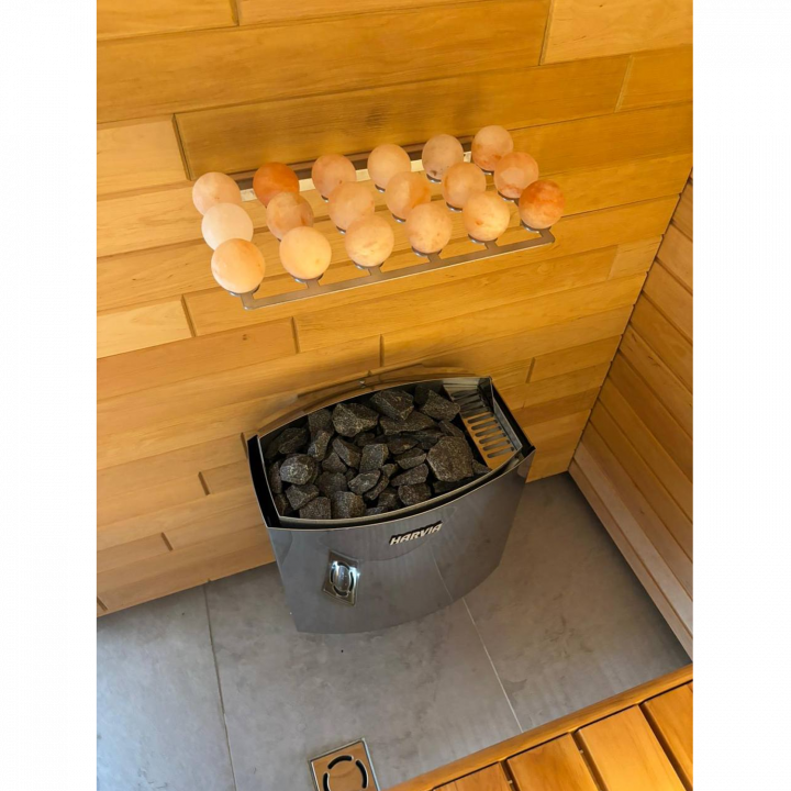 Boules de sel SAUFLEX pour saunas – Lot de 18 avec support