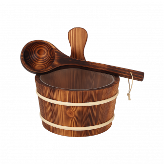 Seau et louche en bois SAUFLEX 4 l, tremble brûlé