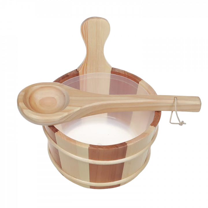 Seau et louche en bois SAUFLEX 4 l, pin, cèdre