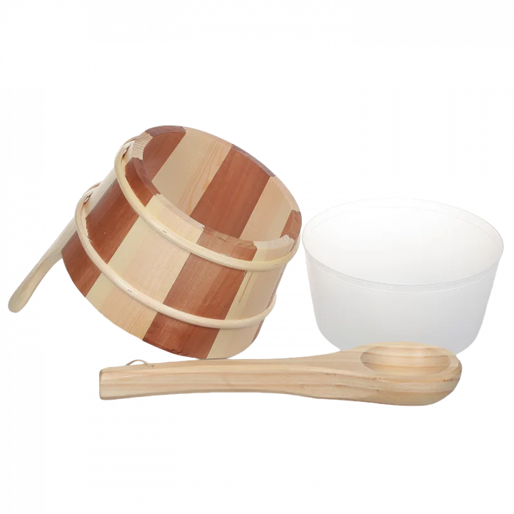 Seau et louche en bois SAUFLEX 4 l, pin, cèdre