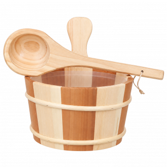 Seau et louche en bois SAUFLEX 4 l, pin, cèdre