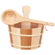 Seau et louche en bois SAUFLEX 4 l, pin, cèdre